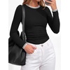 image:imageBTFBM Ribbed Long Sleeve Shirts for Women Fitted Underscrub  Contrasting Crew High Neck Ruched Side Y2k Going Out Tops Date Night Outfit Work Top Winter Fall Fashion Clothing 2026Black