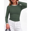 image:imageBTFBM Ribbed Long Sleeve Shirts for Women Fitted Underscrub  Contrasting Crew High Neck Ruched Side Y2k Going Out Tops Date Night Outfit Work Top Winter Fall Fashion Clothing 2026Sage Green