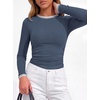 image:imageBTFBM Ribbed Long Sleeve Shirts for Women Fitted Underscrub  Contrasting Crew High Neck Ruched Side Y2k Going Out Tops Date Night Outfit Work Top Winter Fall Fashion Clothing 2026Dusty Blue