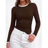 image:imageBTFBM Ribbed Long Sleeve Shirts for Women Fitted Underscrub  Contrasting Crew High Neck Ruched Side Y2k Going Out Tops Date Night Outfit Work Top Winter Fall Fashion Clothing 2026Coffee