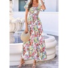 image:imageBTFBM Summer Dress for Women 2026 Spring Floral Short Sleeve Casual Flowy ALine Smocked Tiered Maxi Dresses PocketsFloral White Multicolor