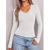 image:imageBTFBM V Neck Fall Long Sleeve Shirts for Women  Stretchy Slim Fit Basic Tees Color Block Going Out Tops Y2K Workout Vacation Outfits Underscrubs Winter Layering 2026White