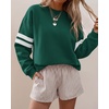 image:imageBTFBM Varsity Striped Sweatshirt Womens Long Sleeve Tops  Casual Oversized Crewneck Drop Shoulder Fleece Lined Knit SweatshirtsRetro SportyWorkSchoolHoliday2026 Fall WinterGreen