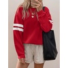 image:imageBTFBM Varsity Striped Sweatshirt Womens Long Sleeve Tops  Casual Oversized Crewneck Drop Shoulder Fleece Lined Knit SweatshirtsRetro SportyWorkSchoolHoliday2026 Fall WinterRed