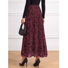 image:imageBTFBM Womens Floral Mesh Maxi Skirts Long Tulle Skirt  Flowy A Line High Waist SkirtsVelvetLike FlowersFlocked MeshDoubleLayered SkirtGoing Out OutfitsEarly Fall FashionBurgundy