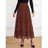 image:imageBTFBM Womens Floral Mesh Maxi Skirts Long Tulle Skirt  Flowy A Line High Waist SkirtsVelvetLike FlowersFlocked MeshDoubleLayered SkirtGoing Out OutfitsEarly Fall FashionRust