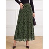 image:imageBTFBM Womens Floral Mesh Maxi Skirts Long Tulle Skirt  Flowy A Line High Waist SkirtsVelvetLike FlowersFlocked MeshDoubleLayered SkirtGoing Out OutfitsEarly Fall FashionArmy Green
