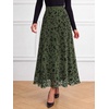 image:imageBTFBM Womens Floral Mesh Maxi Skirts Long Tulle Skirt  Flowy A Line High Waist SkirtsVelvetLike FlowersFlocked MeshDoubleLayered SkirtGoing Out OutfitsEarly Fall FashionArmy Green
