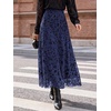 image:imageBTFBM Womens Floral Mesh Maxi Skirts Long Tulle Skirt  Flowy A Line High Waist SkirtsVelvetLike FlowersFlocked MeshDoubleLayered SkirtGoing Out OutfitsEarly Fall FashionNavy Blue