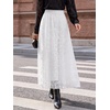 image:imageBTFBM Womens Floral Mesh Maxi Skirts Long Tulle Skirt  Flowy A Line High Waist SkirtsVelvetLike FlowersFlocked MeshDoubleLayered SkirtGoing Out OutfitsEarly Fall FashionWhite