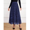 image:imageBTFBM Womens Floral Mesh Maxi Skirts Long Tulle Skirt  Flowy A Line High Waist SkirtsVelvetLike FlowersFlocked MeshDoubleLayered SkirtGoing Out OutfitsEarly Fall FashionNavy Blue