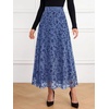 image:imageBTFBM Womens Floral Mesh Maxi Skirts Long Tulle Skirt  Flowy A Line High Waist SkirtsVelvetLike FlowersFlocked MeshDoubleLayered SkirtGoing Out OutfitsEarly Fall FashionDusty Blue