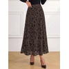 image:imageBTFBM Womens Floral Mesh Maxi Skirts Long Tulle Skirt  Flowy A Line High Waist SkirtsVelvetLike FlowersFlocked MeshDoubleLayered SkirtGoing Out OutfitsEarly Fall FashionBrown