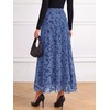 image:imageBTFBM Womens Floral Mesh Maxi Skirts Long Tulle Skirt  Flowy A Line High Waist SkirtsVelvetLike FlowersFlocked MeshDoubleLayered SkirtGoing Out OutfitsEarly Fall FashionDusty Blue
