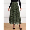 image:imageBTFBM Womens Floral Mesh Maxi Skirts Long Tulle Skirt  Flowy A Line High Waist SkirtsVelvetLike FlowersFlocked MeshDoubleLayered SkirtGoing Out OutfitsEarly Fall FashionArmy Green