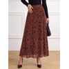 image:imageBTFBM Womens Floral Mesh Maxi Skirts Long Tulle Skirt  Flowy A Line High Waist SkirtsVelvetLike FlowersFlocked MeshDoubleLayered SkirtGoing Out OutfitsEarly Fall FashionRust
