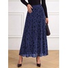 image:imageBTFBM Womens Floral Mesh Maxi Skirts Long Tulle Skirt  Flowy A Line High Waist SkirtsVelvetLike FlowersFlocked MeshDoubleLayered SkirtGoing Out OutfitsEarly Fall FashionNavy Blue