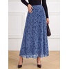 image:imageBTFBM Womens Floral Mesh Maxi Skirts Long Tulle Skirt  Flowy A Line High Waist SkirtsVelvetLike FlowersFlocked MeshDoubleLayered SkirtGoing Out OutfitsEarly Fall FashionDusty Blue