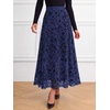 image:imageBTFBM Womens Floral Mesh Maxi Skirts Long Tulle Skirt  Flowy A Line High Waist SkirtsVelvetLike FlowersFlocked MeshDoubleLayered SkirtGoing Out OutfitsEarly Fall FashionNavy Blue
