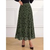 image:imageBTFBM Womens Floral Mesh Maxi Skirts Long Tulle Skirt  Flowy A Line High Waist SkirtsVelvetLike FlowersFlocked MeshDoubleLayered SkirtGoing Out OutfitsEarly Fall FashionArmy Green