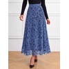 image:imageBTFBM Womens Floral Mesh Maxi Skirts Long Tulle Skirt  Flowy A Line High Waist SkirtsVelvetLike FlowersFlocked MeshDoubleLayered SkirtGoing Out OutfitsEarly Fall FashionDusty Blue