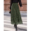 image:imageBTFBM Womens Floral Mesh Maxi Skirts Long Tulle Skirt  Flowy A Line High Waist SkirtsVelvetLike FlowersFlocked MeshDoubleLayered SkirtGoing Out OutfitsEarly Fall FashionArmy Green