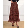 image:imageBTFBM Womens Floral Mesh Maxi Skirts Long Tulle Skirt  Flowy A Line High Waist SkirtsVelvetLike FlowersFlocked MeshDoubleLayered SkirtGoing Out OutfitsEarly Fall FashionRust