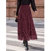 image:imageBTFBM Womens Floral Mesh Maxi Skirts Long Tulle Skirt  Flowy A Line High Waist SkirtsVelvetLike FlowersFlocked MeshDoubleLayered SkirtGoing Out OutfitsEarly Fall FashionBurgundy