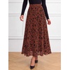 image:imageBTFBM Womens Floral Mesh Maxi Skirts Long Tulle Skirt  Flowy A Line High Waist SkirtsVelvetLike FlowersFlocked MeshDoubleLayered SkirtGoing Out OutfitsEarly Fall FashionRust