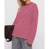 image:imageBTFBM Womens Long Sleeve Tops 2026 Fall Fashion  Lightweight Crew Neck Oversized Striped Shirt Women Y2k Clothes Vacation Travel Outfits Going Out Top Winter LayeringRed White