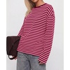 image:imageBTFBM Womens Long Sleeve Tops 2026 Fall Fashion  Lightweight Crew Neck Oversized Striped Shirt Women Y2k Clothes Vacation Travel Outfits Going Out Top Winter LayeringPink Burgundy