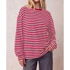 image:imageBTFBM Womens Long Sleeve Tops 2026 Fall Fashion  Lightweight Crew Neck Oversized Striped Shirt Women Y2k Clothes Vacation Travel Outfits Going Out Top Winter LayeringRed White
