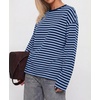 image:imageBTFBM Womens Long Sleeve Tops 2026 Fall Fashion  Lightweight Crew Neck Oversized Striped Shirt Women Y2k Clothes Vacation Travel Outfits Going Out Top Winter LayeringLight Blue Navy