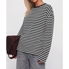 image:imageBTFBM Womens Long Sleeve Tops 2026 Fall Fashion  Lightweight Crew Neck Oversized Striped Shirt Women Y2k Clothes Vacation Travel Outfits Going Out Top Winter LayeringWhite Black