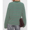 image:imageBTFBM Womens Long Sleeve Tops 2026 Fall Fashion  Lightweight Crew Neck Oversized Striped Shirt Women Y2k Clothes Vacation Travel Outfits Going Out Top Winter LayeringGreen White