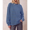image:imageBTFBM Womens Long Sleeve Tops 2026 Fall Fashion  Lightweight Crew Neck Oversized Striped Shirt Women Y2k Clothes Vacation Travel Outfits Going Out Top Winter LayeringLight Blue Navy
