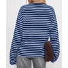 image:imageBTFBM Womens Long Sleeve Tops 2026 Fall Fashion  Lightweight Crew Neck Oversized Striped Shirt Women Y2k Clothes Vacation Travel Outfits Going Out Top Winter LayeringLight Blue Navy