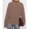 image:imageBTFBM Womens Long Sleeve Tops 2026 Fall Fashion  Lightweight Crew Neck Oversized Striped Shirt Women Y2k Clothes Vacation Travel Outfits Going Out Top Winter LayeringBrown Apricot