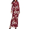image:imageBTFBM Cocktail Dresses for Women Fall Fashion 2026  Mock Neck Floral Sheer Mesh Long Sleeve Ruched Twist Knot Slit GraduationBaby Shower Maxi Formal Wedding Guest DressFloral Burgundy White