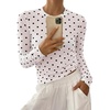 image:imageBTFBM Polka Dot Top Long Sleeve Shirts for Women  Sexy Crew Neck Sheer Mesh See Through Slim Fit Tight ShirtPartyCocktailNight OutGoing Out OutfitsFall Winter 2026Polka Dot White Black