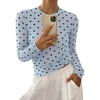 image:imageBTFBM Polka Dot Top Long Sleeve Shirts for Women  Sexy Crew Neck Sheer Mesh See Through Slim Fit Tight ShirtPartyCocktailNight OutGoing Out OutfitsFall Winter 2026Polka Dot Sky Blue Black