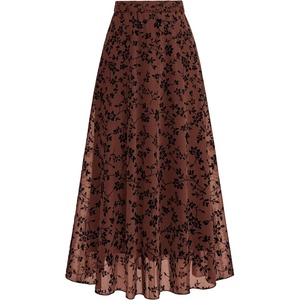 image:imageBTFBM Womens Floral Mesh Maxi Skirts Long Tulle Skirt  Flowy A Line High Waist SkirtsVelvetLike FlowersFlocked MeshDoubleLayered SkirtGoing Out OutfitsEarly Fall FashionRust