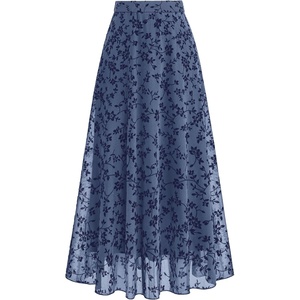 image:imageBTFBM Womens Floral Mesh Maxi Skirts Long Tulle Skirt  Flowy A Line High Waist SkirtsVelvetLike FlowersFlocked MeshDoubleLayered SkirtGoing Out OutfitsEarly Fall FashionDusty Blue