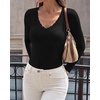 image:imageBTFBM Lace Deep V Neck Fitted Long Sleeve Shirts for Women  Womens Fall Fashion 2026 Casual T Shirt Base Layer Basic Undershirts Slim Fit Going Out Tops Date Night Out OutfitsBlack