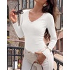 image:imageBTFBM Lace Deep V Neck Fitted Long Sleeve Shirts for Women  Womens Fall Fashion 2026 Casual T Shirt Base Layer Basic Undershirts Slim Fit Going Out Tops Date Night Out OutfitsWhite