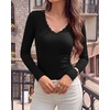 image:imageBTFBM Lace Deep V Neck Fitted Long Sleeve Shirts for Women  Womens Fall Fashion 2026 Casual T Shirt Base Layer Basic Undershirts Slim Fit Going Out Tops Date Night Out OutfitsBlack