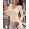 image:imageBTFBM Lace Deep V Neck Fitted Long Sleeve Shirts for Women  Womens Fall Fashion 2026 Casual T Shirt Base Layer Basic Undershirts Slim Fit Going Out Tops Date Night Out OutfitsBeige