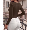 image:imageBTFBM Lace Deep V Neck Fitted Long Sleeve Shirts for Women  Womens Fall Fashion 2026 Casual T Shirt Base Layer Basic Undershirts Slim Fit Going Out Tops Date Night Out OutfitsBrown