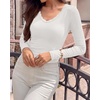 image:imageBTFBM Lace Deep V Neck Fitted Long Sleeve Shirts for Women  Womens Fall Fashion 2026 Casual T Shirt Base Layer Basic Undershirts Slim Fit Going Out Tops Date Night Out OutfitsWhite
