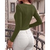 image:imageBTFBM Lace Deep V Neck Fitted Long Sleeve Shirts for Women  Womens Fall Fashion 2026 Casual T Shirt Base Layer Basic Undershirts Slim Fit Going Out Tops Date Night Out OutfitsArmy Green